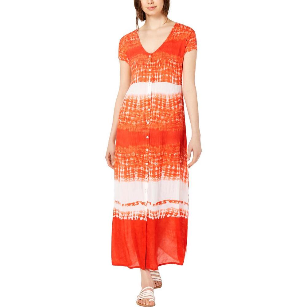 RAGA Tie Dye Button Down Maxi Dress Poppy Size Small New